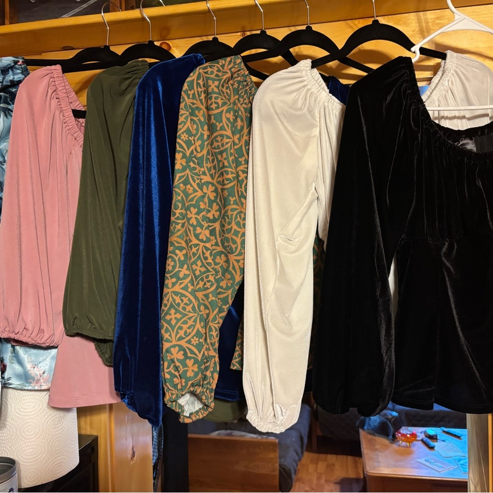 Pinup Couture Blouses in Pink, Green, Blue, Cream, and Black